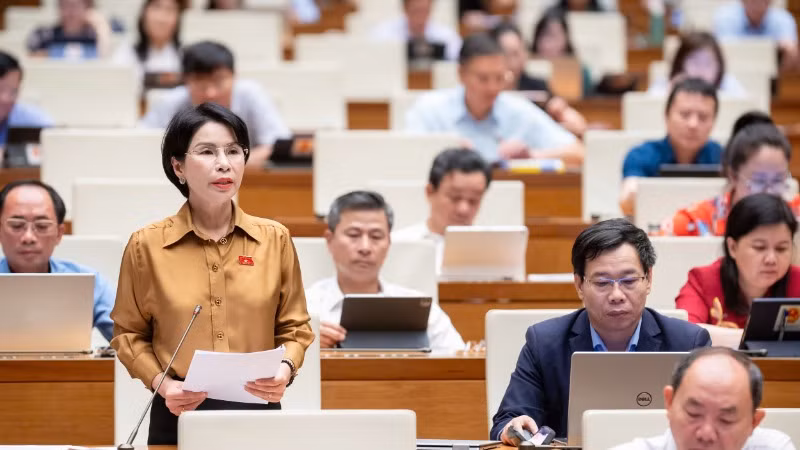Đại biểu Trần Thị Nhị Hà (Hà Nội) phát biểu. (Ảnh: THỦY NGUYÊN) Đại biểu Trần Thị Nhị Hà (Hà Nội) phát biểu. (Ảnh: THỦY NGUYÊN)