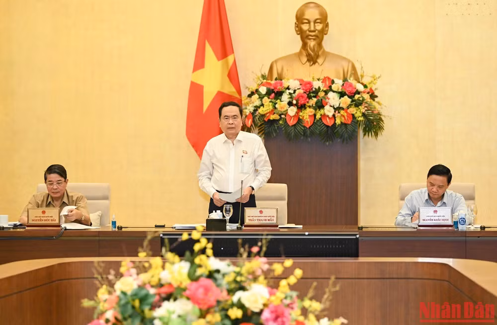 Phó Chủ tịch Thường trực Quốc hội Trần Thanh Mẫn phát biểu khai mạc phiên họp. (Ảnh: DUY LINH)