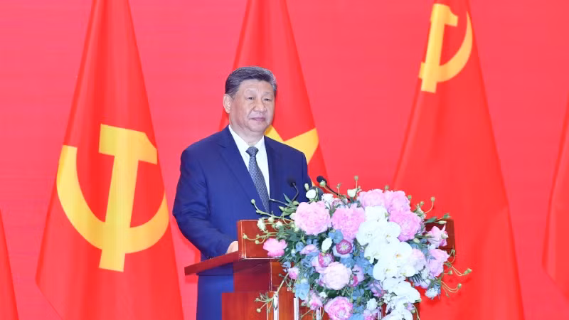 Tổng Bí thư, Chủ tịch Trung Quốc Tập Cận Bình phát biểu tại Gặp gỡ hữu nghị nhân dân Việt Nam-Trung Quốc. (Ảnh: ĐĂNG KHOA)