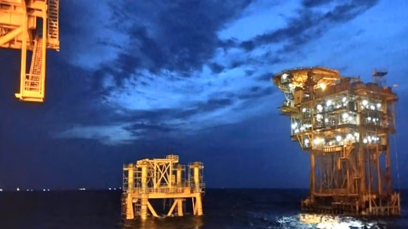Vị trí chân đế giàn BK-23 và giàn BK-14 hiện hữu. (Ảnh: Vietsovpetro) Vị trí chân đế giàn BK-23 và giàn BK-14 hiện hữu. (Ảnh: Vietsovpetro)
