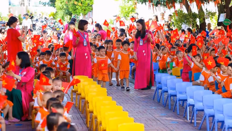Trường Mầm non Hương Sen thành phố Vũng Tàu trong ngày khai giảng năm học mới.
