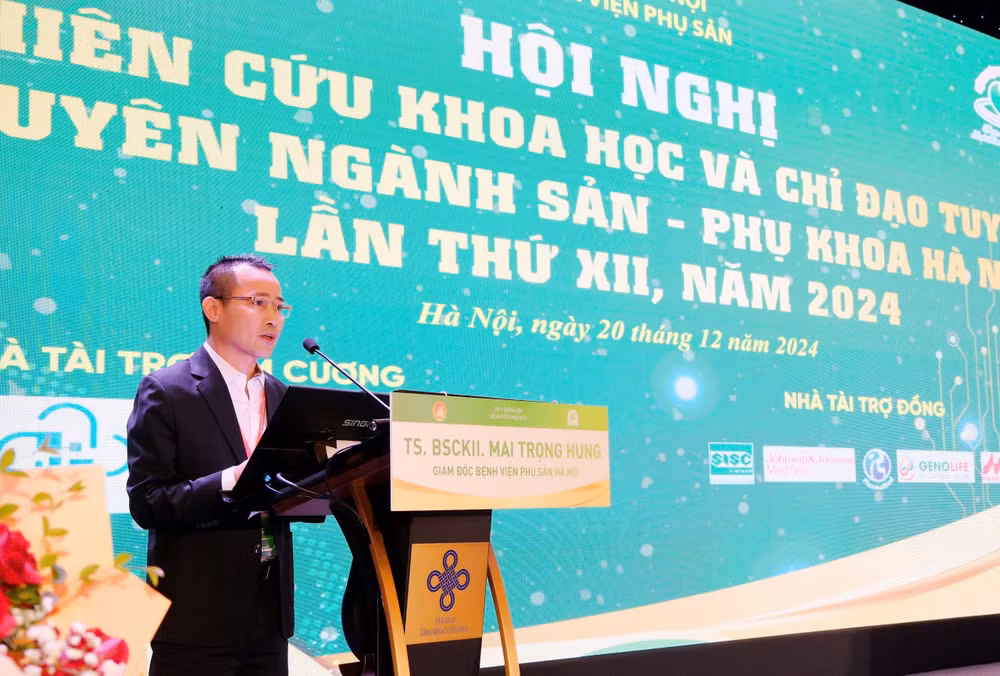 Tiến sĩ, bác sĩ Mai Trọng Hưng, Giám đốc Bệnh viện Phụ sản Hà Nội phát biểu khai mạc hội nghị. Tiến sĩ, bác sĩ Mai Trọng Hưng, Giám đốc Bệnh viện Phụ sản Hà Nội phát biểu khai mạc hội nghị.