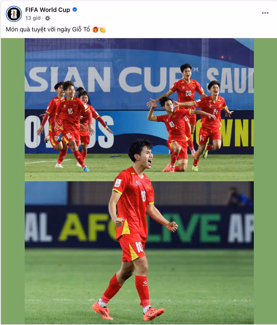FIFA đăng dòng trạng thái chúc mừng U17 Việt Nam (Ảnh: FIFA World Cup) FIFA đăng dòng trạng thái chúc mừng U17 Việt Nam (Ảnh: FIFA World Cup)