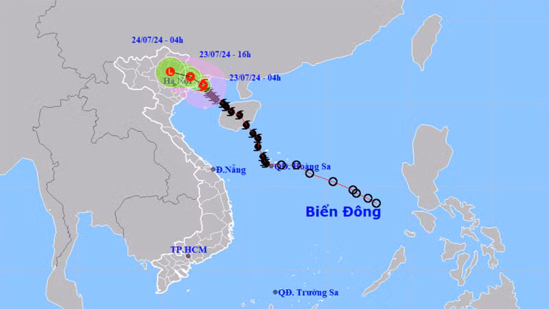 Vị trí và hướng di chuyển của bão số 2. (Nguồn: nchmf.gov.vn)