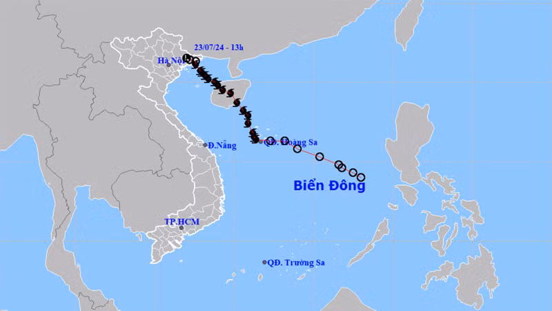 Áp thấp nhiệt đới tiếp tục suy yếu thành vùng áp thấp. (Nguồn: nchmf.gov.vn)