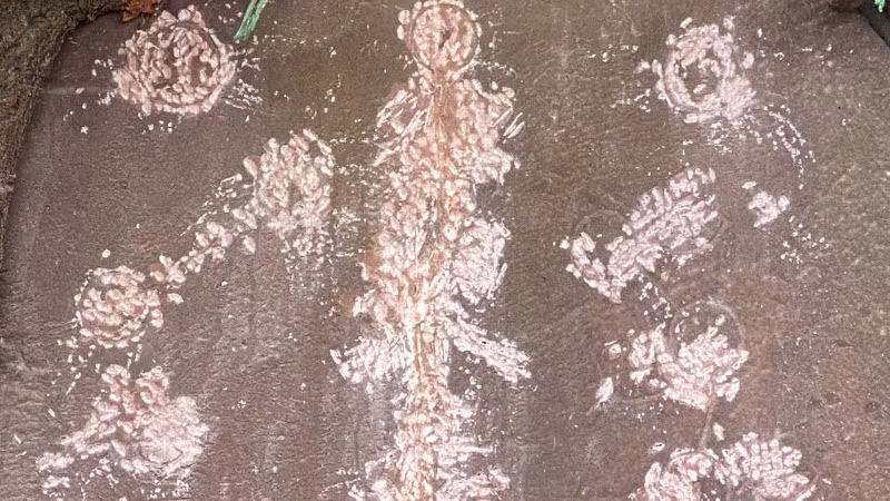 Các chữ và hình chạm khắc trên mặt Bia yểm thuỷ đạo đã bị đục phá làm hư hại gần như hoàn toàn.