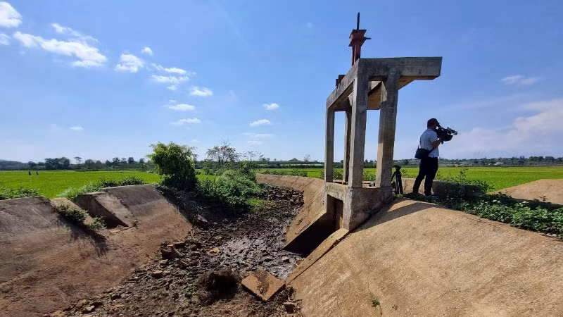 Một số hệ thống tưới của các công trình thủy lợi tại Gia Lai hiện đã cạn khô.