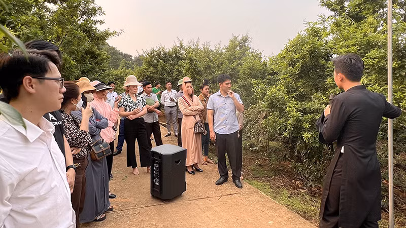 Hướng dẫn livestream bán hàng cho các hộ dân và hợp tác xã tại vườn mận xã Chiềng Đen (thành phố Sơn La, tỉnh Sơn La).