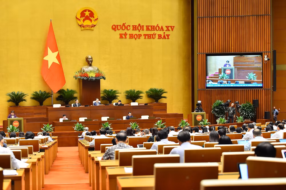 Phiên toàn thể tại Hội trường chiều 3/6, Quốc hội nghe báo cáo về dự án Luật Công đoàn (sửa đổi). Ảnh: THỦY NGUYÊN