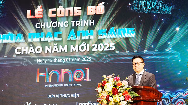 Đồng chí Lê Quốc Minh phát biểu tại Lễ công bố chương trình Hòa nhạc ánh sáng - Chào năm mới 2025.