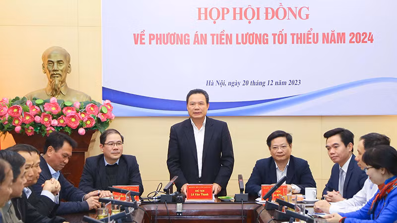 Phiên họp Hội đồng Tiền lương quốc gia ngày 20/12. (Ảnh: Tống Giáp)