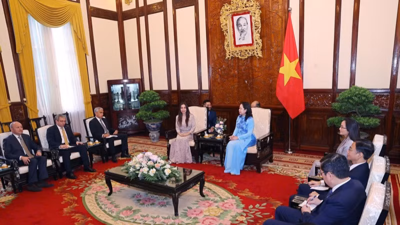 Phó Chủ tịch nước Võ Thị Ánh Xuân tiếp bà Leyla Aliyeva, Phó Chủ tịch Quỹ Heydar Aliyev (Azerbaijan). (Ảnh: Văn Điệp/TTXVN)
