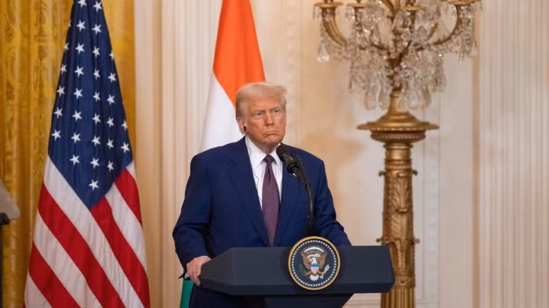 Tổng thống Mỹ D.Trump trong một cuộc họp báo tại Nhà Trắng, Washington D.C, ngày 13/2/2025. (Ảnh: Tân Hoa xã) Tổng thống Mỹ D.Trump trong một cuộc họp báo tại Nhà Trắng, Washington D.C, ngày 13/2/2025. (Ảnh: Tân Hoa xã)