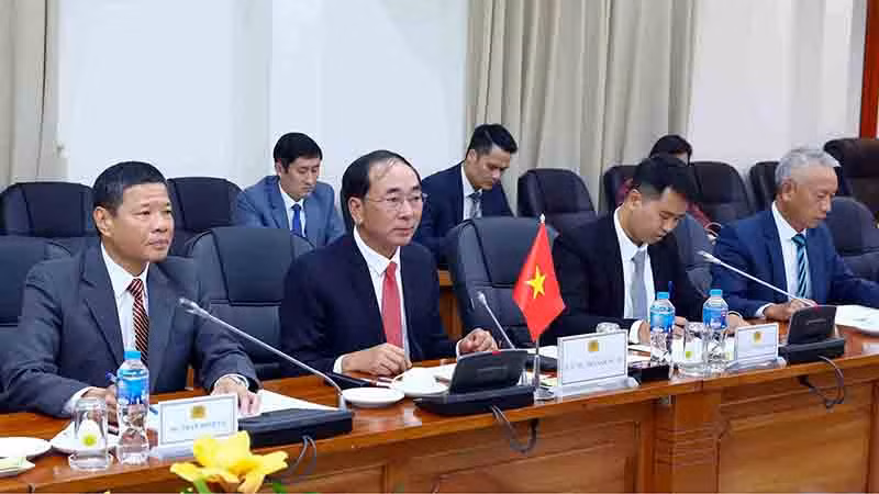 Thượng tướng Trần Quốc Tỏ, Thứ trưởng Bộ Công an phát biểu tại buổi tiếp. (Ảnh: PHẠM KIÊN)