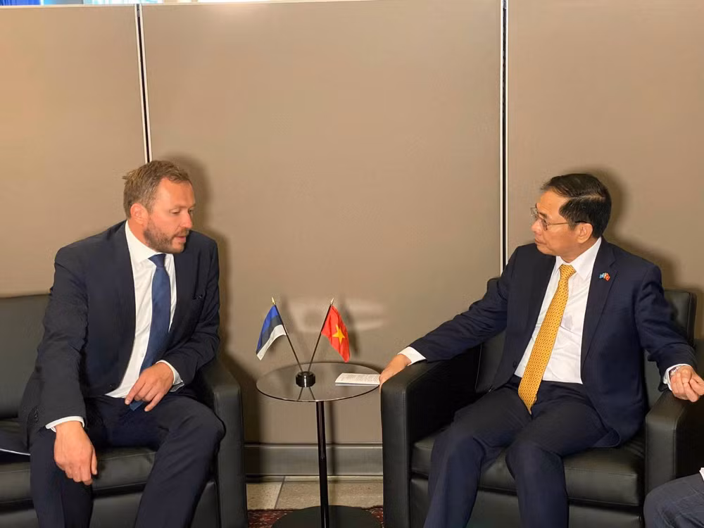 Bộ trưởng Bùi Thanh Sơn trao đổi với Bộ trưởng Ngoại giao Estonia Margus Tsahkna.