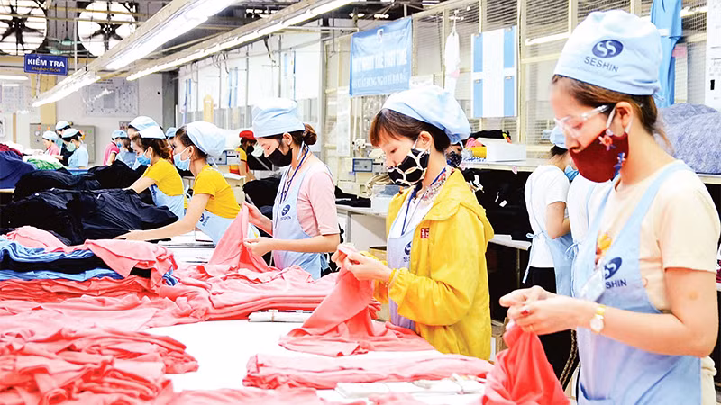 Lao động làm việc tại Nhà máy may của Công ty TNHH một thành viên Seshin VN2 tại Khu công nghiệp Long Bình An (thành phố Tuyên Quang). 