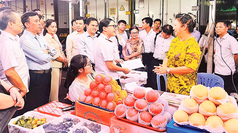 Ðoàn giám sát Ban Văn hóa-Xã hội, HÐND Thành phố Hồ Chí Minh giám sát vệ sinh an toàn thực phẩm tại chợ nông sản (thành phố Thủ Ðức) đêm 16/8/2024. 