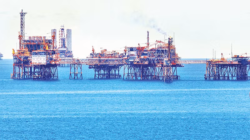 Cụm nhà giàn của Liên doanh Việt-Nga Vietsovpetro trên Biển Ðông. 