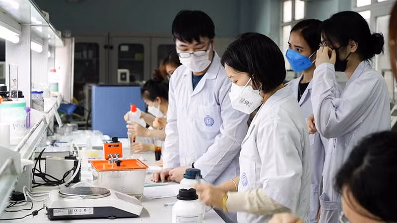 Sinh viên Ðại học Quốc gia Hà Nội học tập, nghiên cứu chuyên sâu. (Ảnh TUẤN ANH) 