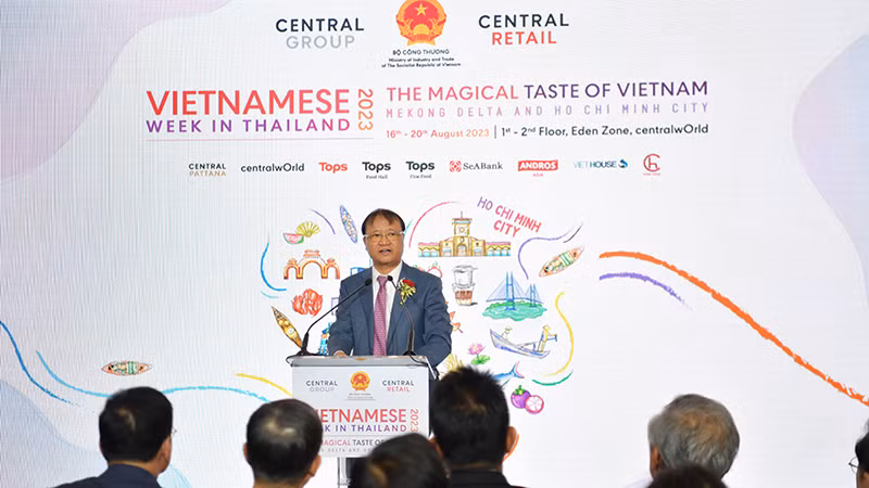 Thứ trưởng Công Thương Đỗ Thắng Hải phát biểu ý kiến tại lễ khai mạc sự kiện. (Ảnh: Đinh Trường) Thứ trưởng Công Thương Đỗ Thắng Hải phát biểu ý kiến tại lễ khai mạc sự kiện. (Ảnh: Đinh Trường)