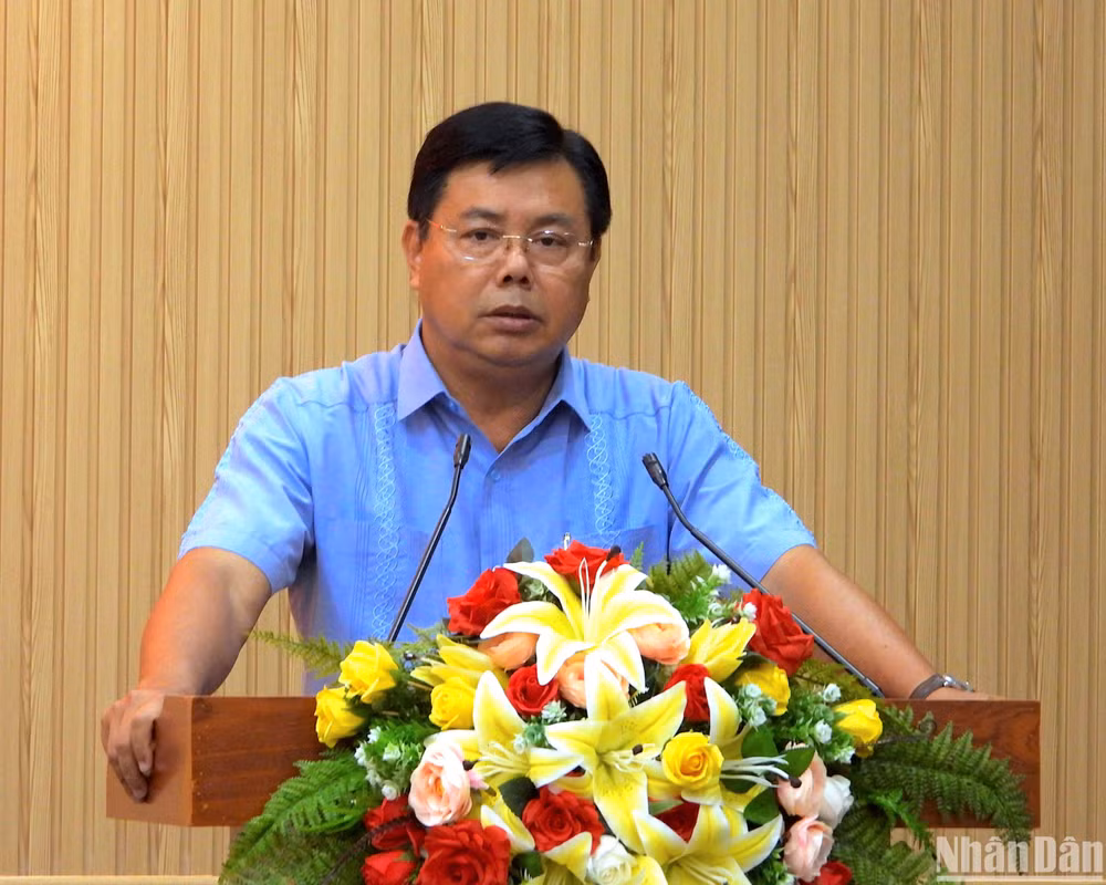 Ủy viên Trung ương Đảng, Bí thư Tỉnh ủy Cà Mau Nguyễn Tiến Hải cảm ơn sự quan tâm của Trung ương giúp Cà Mau kiện toàn nhân sự lãnh đạo chủ chốt.