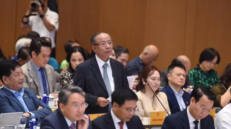 Chủ tịch Hiệp hội Doanh nghiệp nhỏ và vừa Việt Nam Nguyễn Văn Thân phát biểu ý kiến. (Ảnh: TRẦN HẢI)