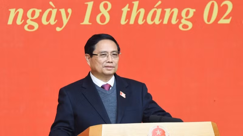 Thủ tướng Phạm Minh Chính phát biểu ý kiến chỉ đạo, giao nhiệm vụ. (Ảnh: TRẦN HẢI)