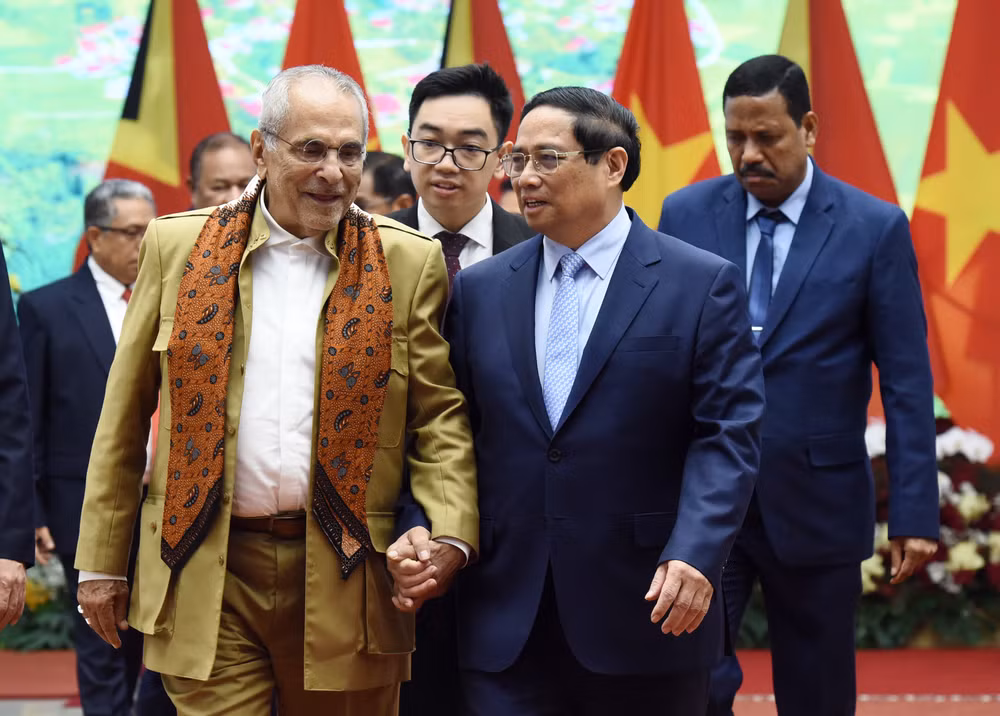 Thủ tướng Phạm Minh Chính và Tổng thống Timor-Leste Jose Ramos-Horta. (Ảnh: TRẦN HẢI) Thủ tướng Phạm Minh Chính và Tổng thống Timor-Leste Jose Ramos-Horta. (Ảnh: TRẦN HẢI)