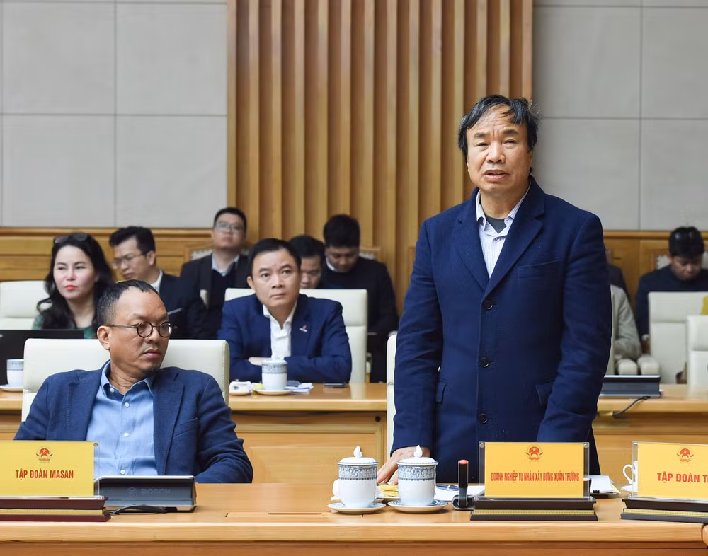 Ông Nguyễn Xuân Trường, Chủ tịch Tập đoàn Xuân Trường phát biểu ý kiến tại Hội nghị. (Ảnh: TRẦN HẢI)