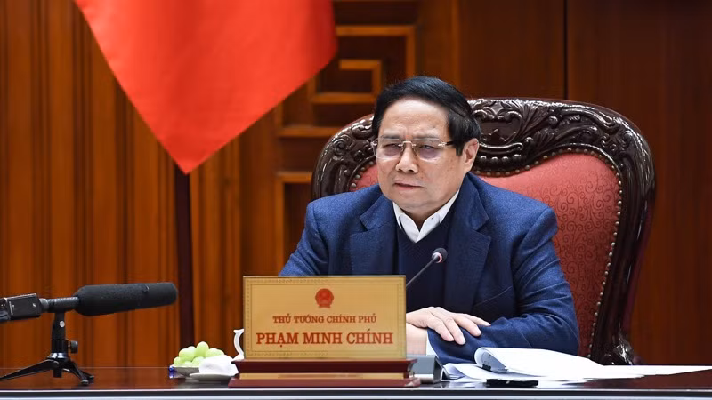 Thủ tướng Phạm Minh Chính phát biểu ý kiến chỉ đạo cuộc họp. (Ảnh: TRẦN HẢI)