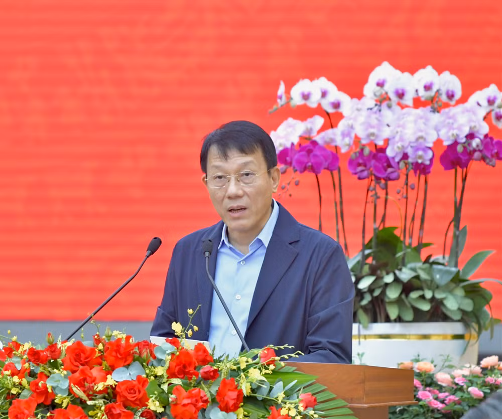Bộ trưởng Công an Lương Tam Quang phát biểu ý kiến khai mạc tại Hội nghị. (Ảnh: Thanh Giang)