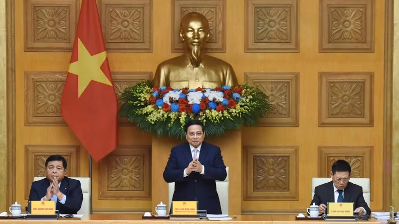 Thủ tướng Phạm Minh Chính chủ trì cuộc Tọa đàm với doanh nghiệp Trung quốc (Ảnh: TRẦN HẢI). 