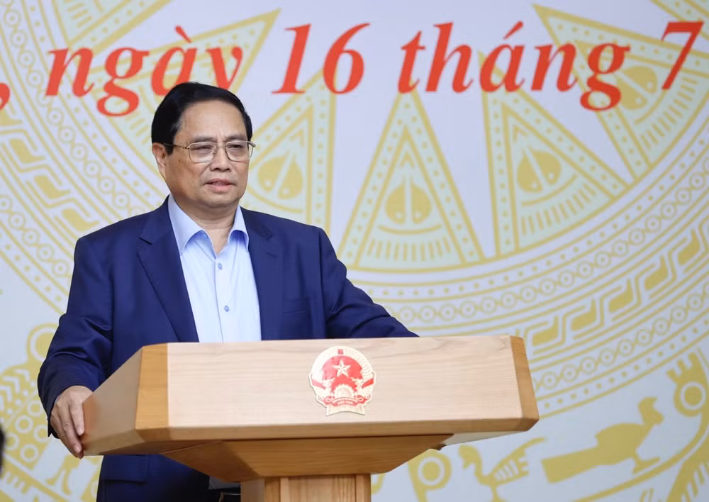 Thủ tướng Phạm Minh Chính phát biểu ý kiến tại hội nghị. (Ảnh: TRẦN HẢI) Thủ tướng Phạm Minh Chính phát biểu ý kiến tại hội nghị. (Ảnh: TRẦN HẢI)