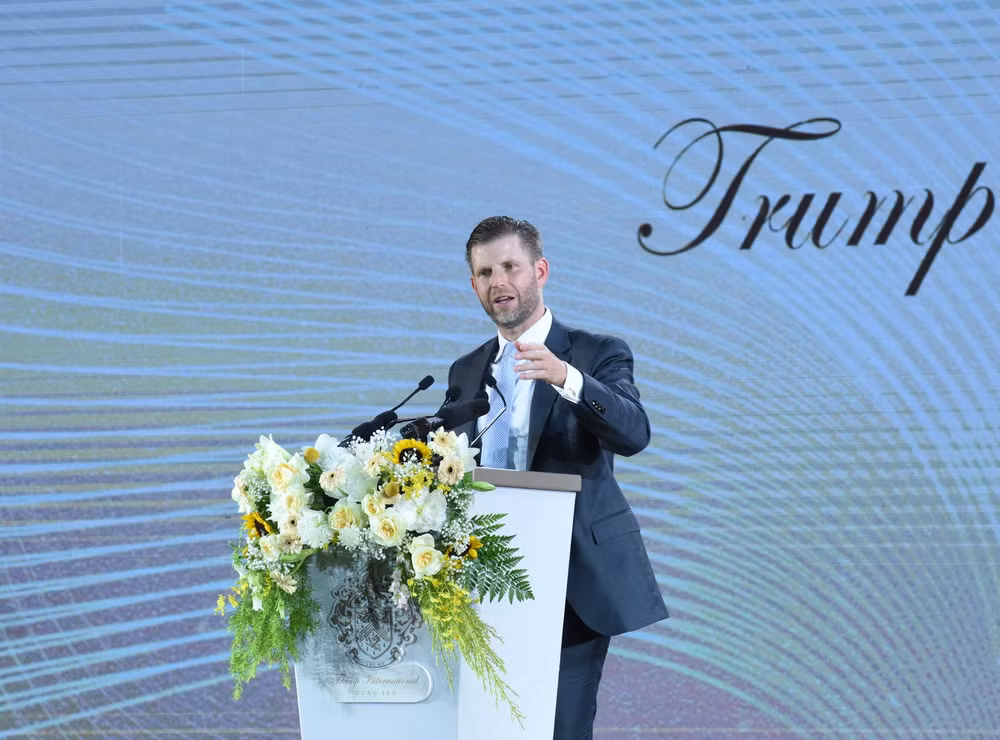 Ông Eric Trump, Phó Chủ tịch Tập đoàn The Trump Organization phát biểu ý kiến tại lễ khởi công (Ảnh: TRẦN HẢI). Ông Eric Trump, Phó Chủ tịch Tập đoàn The Trump Organization phát biểu ý kiến tại lễ khởi công (Ảnh: TRẦN HẢI).