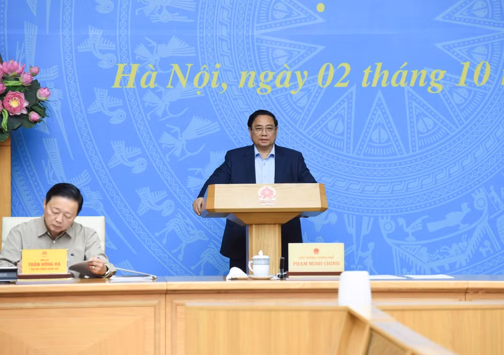 Thủ tướng Phạm Minh Chính chủ trì Phiên họp lần thứ 5 Ban Chỉ đạo Quốc gia triển khai thực hiện cam kết của Việt Nam tại COP26. (Ảnh: Trần Hải)