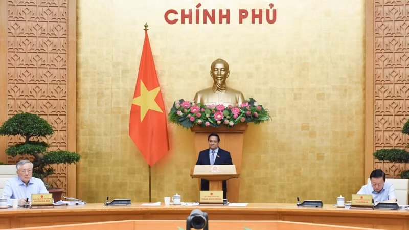 Thủ tướng Phạm Minh Chính chủ trì phiên họp Chính phủ thường kỳ tháng 4. (Ảnh: TRẦN HẢI)