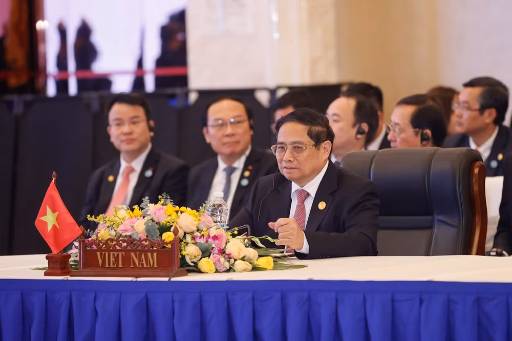 Thủ tướng Phạm Minh Chính dự và phát biểu ý kiến tại Hội nghị Cấp cao CLMV 11. (Ảnh: Nhật Bắc/VGP)
