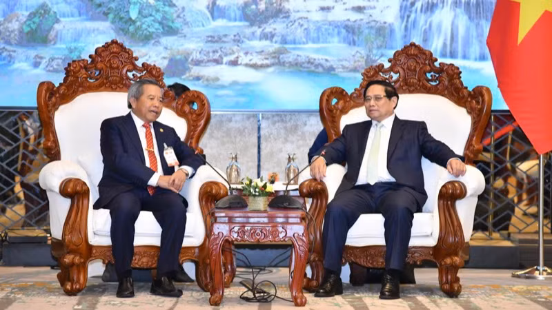 Thủ tướng Phạm Minh Chính tiếp Chủ tịch Trung ương Hội Hữu nghị Lào-Việt Nam Boviengkham Vongdara. (Ảnh: THANH GIANG) Thủ tướng Phạm Minh Chính tiếp Chủ tịch Trung ương Hội Hữu nghị Lào-Việt Nam Boviengkham Vongdara. (Ảnh: THANH GIANG)