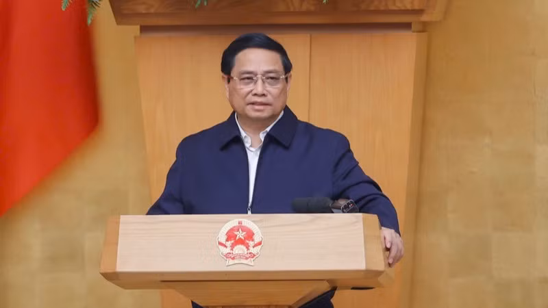 Thủ tướng Phạm Minh Chính phát biểu ý kiến tại phiên họp Chính phủ chuyên đề về xây dựng pháp luật. (Ảnh: TRẦN HẢI)