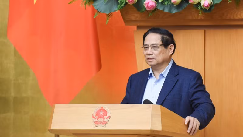 Thủ tướng Phạm Minh Chính phát biểu ý kiến tại phiên họp Chính phủ thường kỳ tháng 2. (Ảnh: TRẦN HẢI)
