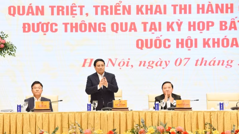 Thủ tướng Phạm Minh Chính chủ trì hội nghị. (Ảnh: TRẦN HẢI)