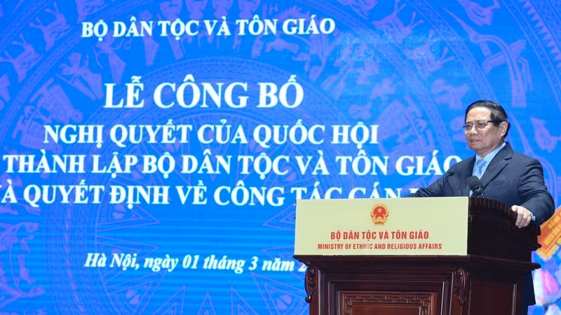 Thủ tướng Phạm Minh Chính phát biểu ý kiến chỉ đạo tại buổi lễ. (Ảnh: TRẦN HẢI) Thủ tướng Phạm Minh Chính phát biểu ý kiến chỉ đạo tại buổi lễ. (Ảnh: TRẦN HẢI)