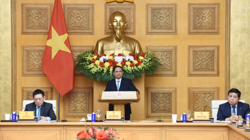 Thủ tướng Phạm Minh Chính phát biểu ý kiến tại Tọa đàm. (Ảnh: TRẦN HẢI) Thủ tướng Phạm Minh Chính phát biểu ý kiến tại Tọa đàm. (Ảnh: TRẦN HẢI)
