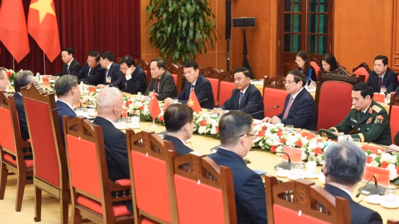 Thủ tướng Chính phủ Phạm Minh Chính hội kiến Tổng Bí thư, Chủ tịch Trung quốc Tập Cận Bình. (Ảnh: TRẦN HẢI)