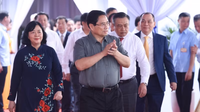 Thủ tướng Phạm Minh Chính tới dự lễ khởi công. (Ảnh: TRẦN HẢI) Thủ tướng Phạm Minh Chính tới dự lễ khởi công. (Ảnh: TRẦN HẢI)
