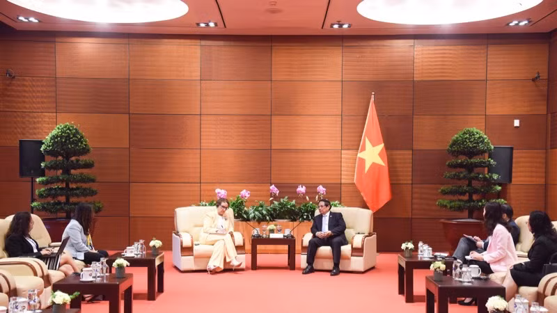 Quang cảnh buổi tiếp. (Ảnh: TRẦN HẢI)