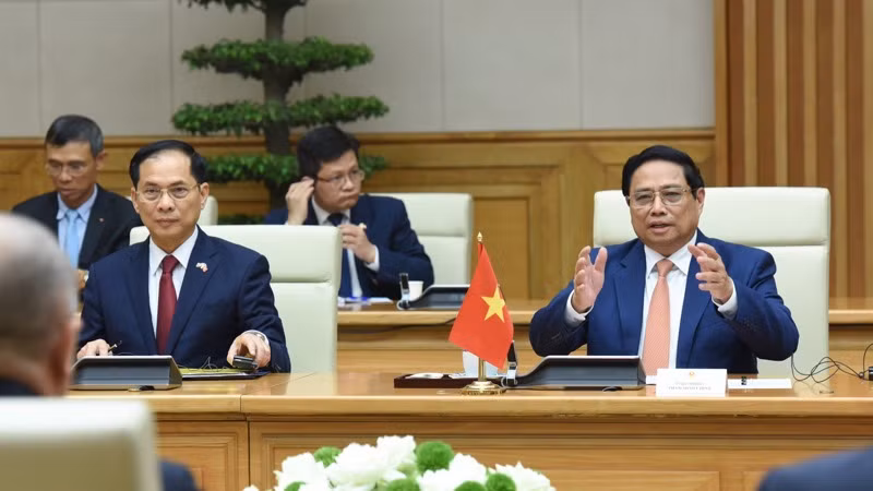 Thủ tướng Phạm Minh Chính phát biểu ý kiến tại cuộc hội kiến. (Ảnh: Trần Hải) Thủ tướng Phạm Minh Chính phát biểu ý kiến tại cuộc hội kiến. (Ảnh: Trần Hải)