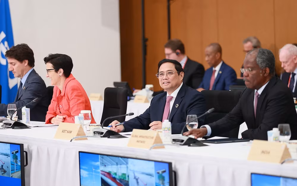 Thủ tướng Phạm Minh Chính phát biểu ý kiến tại Phiên họp "Nỗ lực chung vì một hành tinh bền vững". (Ảnh: Dương Giang/TTXVN) Thủ tướng Phạm Minh Chính phát biểu ý kiến tại Phiên họp "Nỗ lực chung vì một hành tinh bền vững". (Ảnh: Dương Giang/TTXVN)