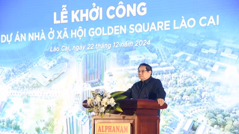 Thủ tướng Phạm Minh Chính phát biểu ý kiến tại lễ khởi công. (Ảnh: TRẦN HẢI) Thủ tướng Phạm Minh Chính phát biểu ý kiến tại lễ khởi công. (Ảnh: TRẦN HẢI)