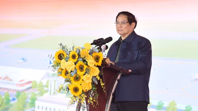 Thủ tướng Phạm Minh Chính phát biểu tại Lễ khởi công. (Ảnh: Trần Hải)
